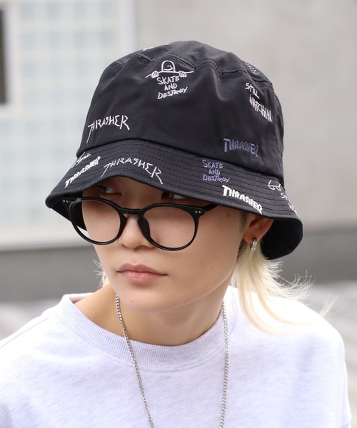 THRASHER(スラッシャー)の「【THRASHER/スラッシャー】総柄刺繍 バケットハット(ハット・メンズ・ブラック系その他2/ブラック系その他・FREE)」の14枚目の写真