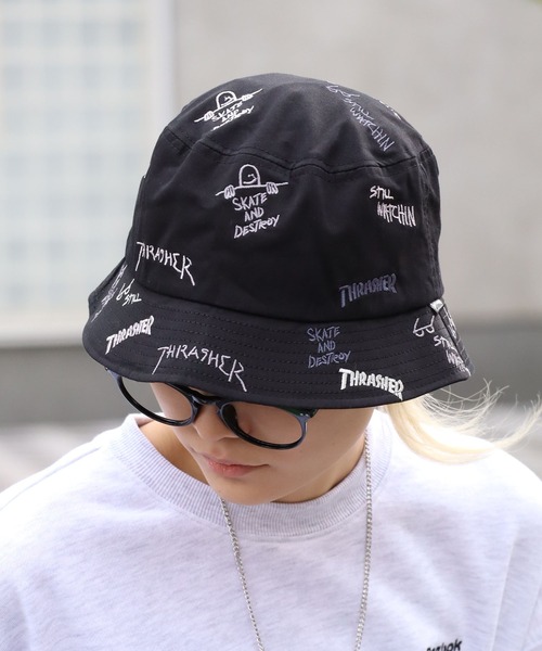 THRASHER(スラッシャー)の「【THRASHER/スラッシャー】総柄刺繍 バケットハット(ハット・メンズ・ブラック系その他2/ブラック系その他・FREE)」の15枚目の写真