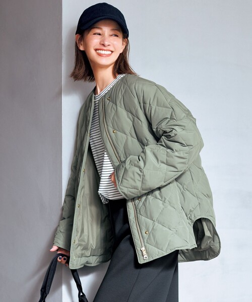 アンフィーロ　TAION キルティングジャケット 自宅で洗濯OK / 軽量で暖かい】TAIONコラボ キルティングブルゾン