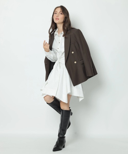 Apuweiser-riche(アプワイザーリッシェ)の「シャツレイヤードワンピース(ワンピース・レディース・ストライプ・1/2)」の3枚目の写真