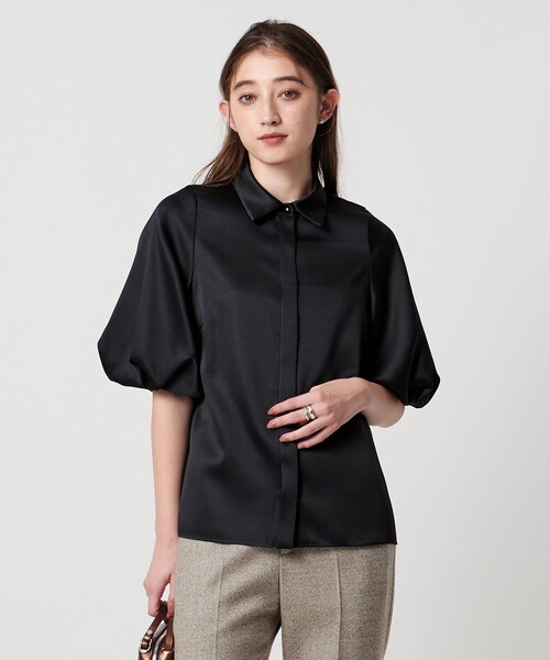 UNITED ARROWS（ユナイテッドアローズ）の「サテン バルーン ブラウス‐ウォッシャブル‐（シャツ/ブラウス・レディース・ブラック/ネイビー・FREE）」の5枚目の写真
