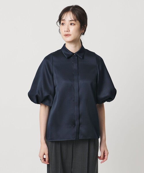 UNITED ARROWS（ユナイテッドアローズ）の「サテン バルーン ブラウス‐ウォッシャブル‐（シャツ/ブラウス・レディース・ブラック/ネイビー・FREE）」の7枚目の写真