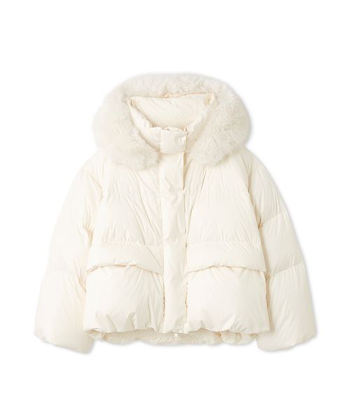 セール】フードファーショートダウンコート（ダウンジャケット/コート