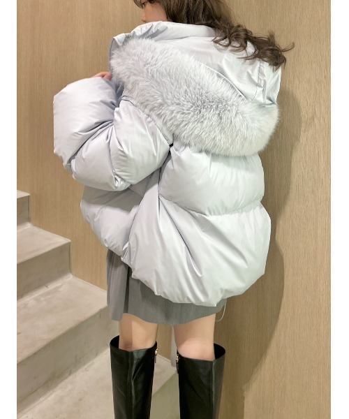 セール】フードファーショートダウンコート（ダウンジャケット/コート