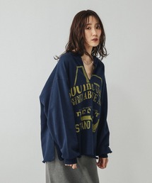 GLOBAL WORK | リメイク風プリントスウェット長袖/599626(Tシャツ/カットソー)