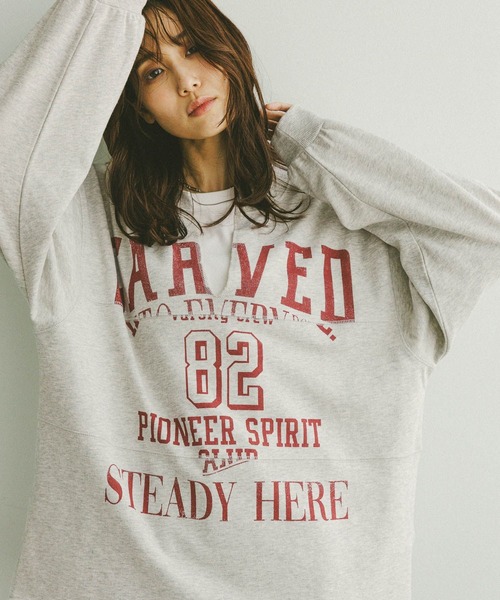 セール】リメイク風プリントスウェット長袖/599626（Tシャツ