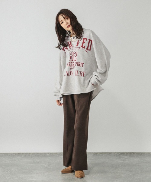 GLOBAL WORK（グローバルワーク）の「リメイク風プリントスウェット長袖/599626（Tシャツ/カットソー・レディース・ライトグレー/ダークグレー/ネイビー・FREE）」の21枚目の写真