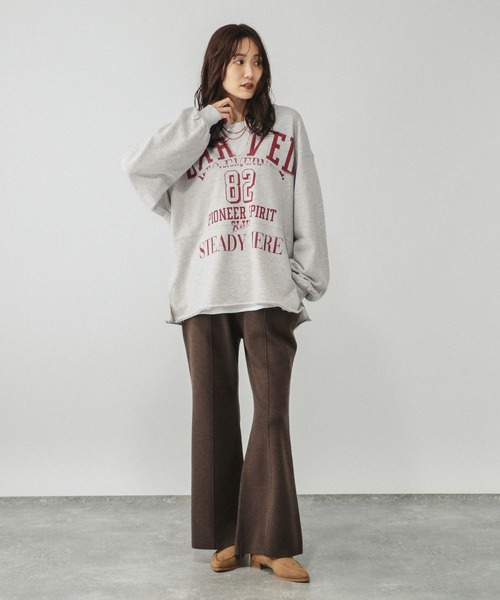 GLOBAL WORK（グローバルワーク）の「リメイク風プリントスウェット長袖/599626（Tシャツ/カットソー・レディース・ライトグレー/ダークグレー/ネイビー・FREE）」の22枚目の写真