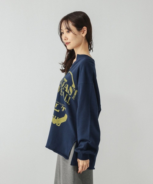 リメイク風プリントスウェット長袖/599626（Tシャツ/カットソー