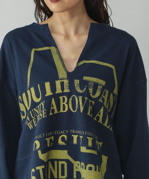 GLOBAL WORK（グローバルワーク）の「リメイク風プリントスウェット長袖/599626（Tシャツ/カットソー・レディース・ライトグレー/ダークグレー/ネイビー・FREE）」の11枚目の写真