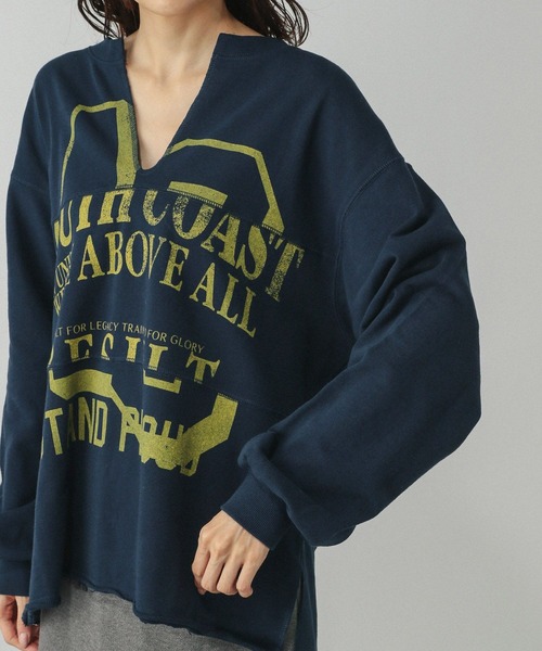 GLOBAL WORK（グローバルワーク）の「リメイク風プリントスウェット長袖/599626（Tシャツ/カットソー・レディース・ライトグレー/ダークグレー/ネイビー・FREE）」の15枚目の写真