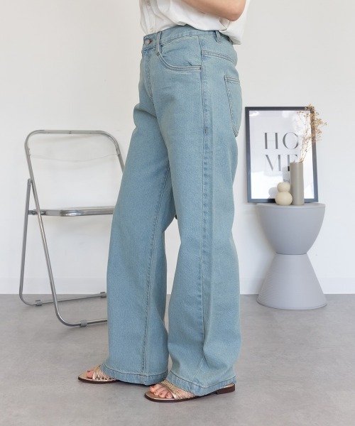 RCD(アールシーディー)の「コットンデニムワイドパンツ(デニムパンツ・レディース・ブラック系その他/ライトブルー/ネイビー・M/LL/L)」の9枚目の写真