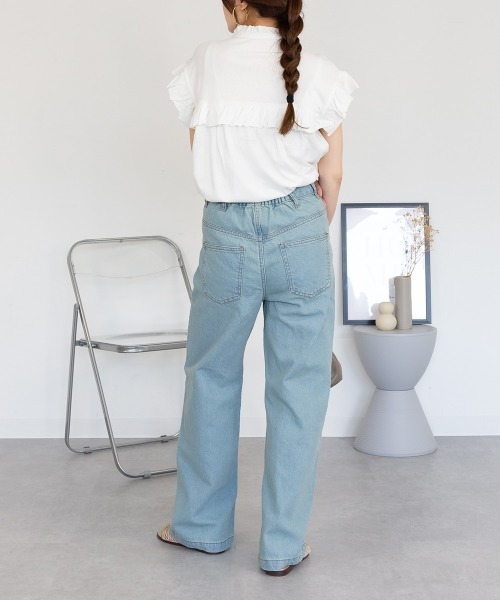 RCD(アールシーディー)の「コットンデニムワイドパンツ(デニムパンツ・レディース・ブラック系その他/ライトブルー/ネイビー・M/LL/L)」の16枚目の写真