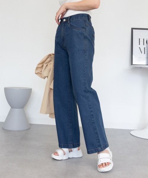 RCD(アールシーディー)の「コットンデニムワイドパンツ(デニムパンツ・レディース・ブラック系その他/ライトブルー/ネイビー・M/LL/L)」の11枚目の写真