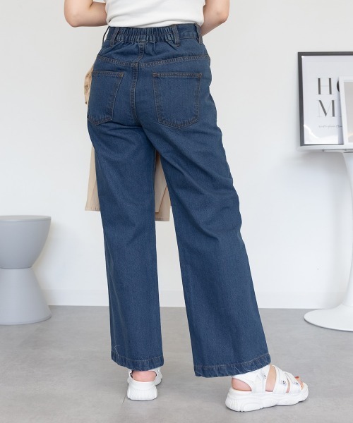 RCD(アールシーディー)の「コットンデニムワイドパンツ(デニムパンツ・レディース・ブラック系その他/ライトブルー/ネイビー・M/LL/L)」の13枚目の写真