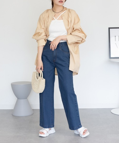RCD(アールシーディー)の「コットンデニムワイドパンツ(デニムパンツ・レディース・ブラック系その他/ライトブルー/ネイビー・M/LL/L)」の20枚目の写真