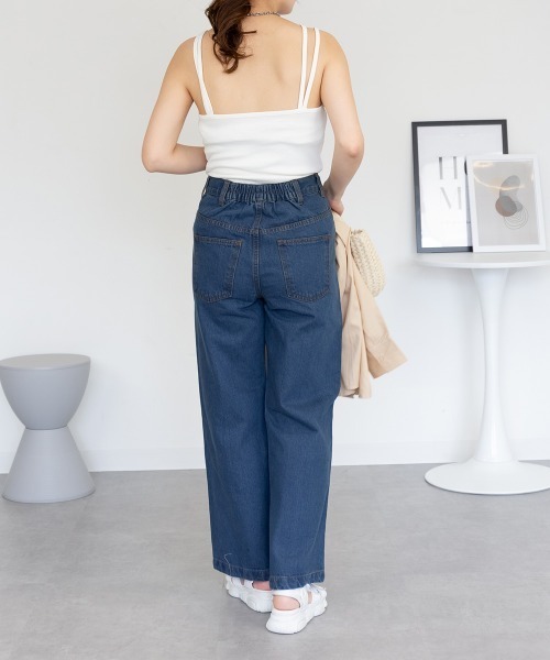 RCD(アールシーディー)の「コットンデニムワイドパンツ(デニムパンツ・レディース・ブラック系その他/ライトブルー/ネイビー・M/LL/L)」の22枚目の写真