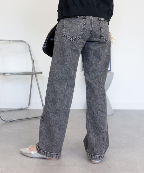 RCD(アールシーディー)の「コットンデニムワイドパンツ(デニムパンツ・レディース・ブラック系その他/ライトブルー/ネイビー・M/LL/L)」の7枚目の写真
