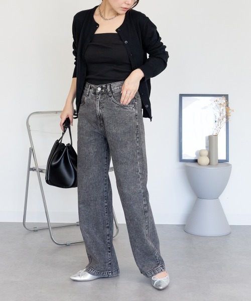 RCD(アールシーディー)の「コットンデニムワイドパンツ(デニムパンツ・レディース・ブラック系その他/ライトブルー/ネイビー・M/LL/L)」の17枚目の写真