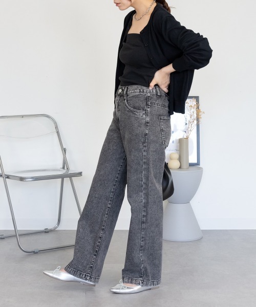RCD(アールシーディー)の「コットンデニムワイドパンツ(デニムパンツ・レディース・ブラック系その他/ライトブルー/ネイビー・M/LL/L)」の18枚目の写真