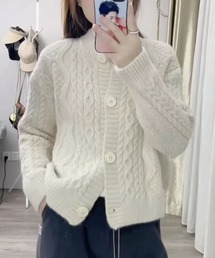 ケーブルニット カーディガン