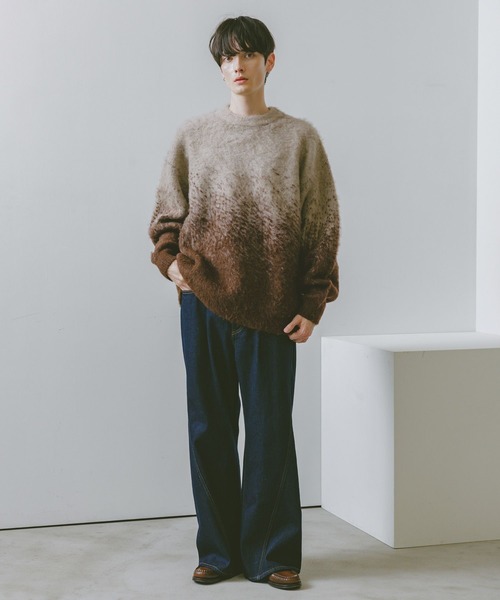 RAGEBLUE（レイジブルー）の「グラデーション/ブークレ起毛クルーネックニット（ニット/セーター・メンズ・ブラウン/ブルー/グレー/ブラック/その他4/グリーン・MEDIUM/LARGE）」の18枚目の写真