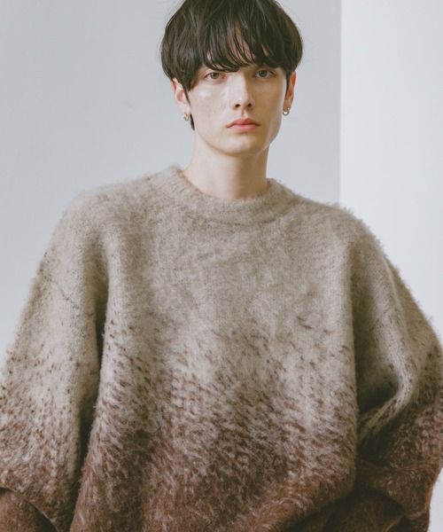 RAGEBLUE（レイジブルー）の「グラデーション/ブークレ起毛クルーネックニット（ニット/セーター・メンズ・ブラウン/ブルー/グレー/ブラック/その他4/グリーン・MEDIUM/LARGE）」の14枚目の写真