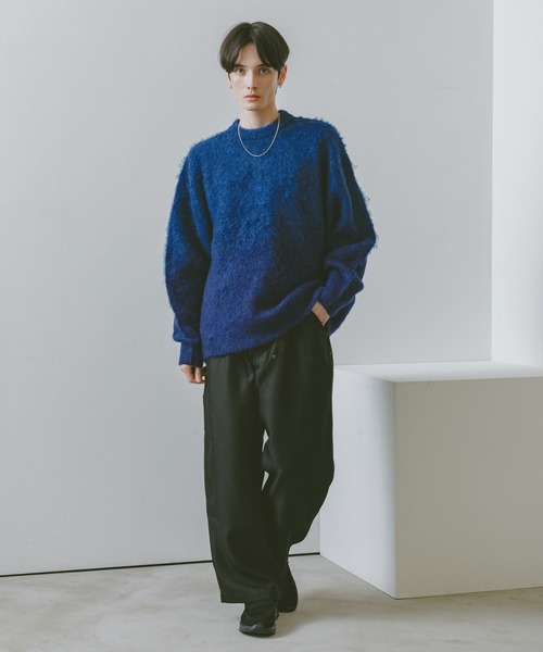 RAGEBLUE（レイジブルー）の「グラデーション/ブークレ起毛クルーネックニット（ニット/セーター・メンズ・ブラウン/ブルー/グレー/ブラック/その他4/グリーン・MEDIUM/LARGE）」の12枚目の写真