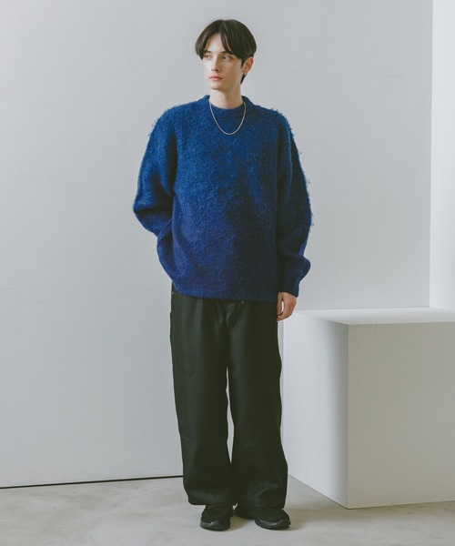RAGEBLUE（レイジブルー）の「グラデーション/ブークレ起毛クルーネックニット（ニット/セーター・メンズ・ブラウン/ブルー/グレー/ブラック/その他4/グリーン・MEDIUM/LARGE）」の11枚目の写真
