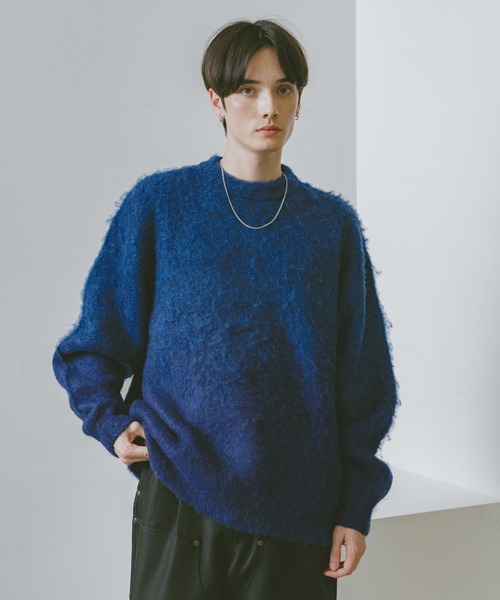 RAGEBLUE（レイジブルー）の「グラデーション/ブークレ起毛クルーネックニット（ニット/セーター・メンズ・ブラウン/ブルー/グレー/ブラック/その他4/グリーン・MEDIUM/LARGE）」の8枚目の写真