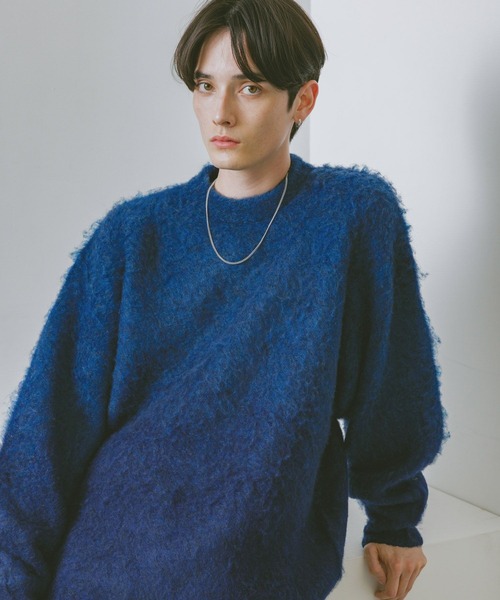 RAGEBLUE（レイジブルー）の「グラデーション/ブークレ起毛クルーネックニット（ニット/セーター・メンズ・ブラウン/ブルー/グレー/ブラック/その他4/グリーン・MEDIUM/LARGE）」の7枚目の写真
