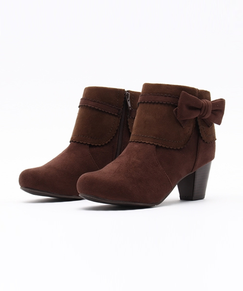 axes femme（アクシーズファム）の「サイドリボンショートブーツ（ブーツ・レディース・ダークブラウン/ピンク/ブラック・LARGE/MEDIUM）」の3枚目の写真