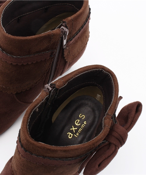 axes femme（アクシーズファム）の「サイドリボンショートブーツ（ブーツ・レディース・ダークブラウン/ピンク/ブラック・LARGE/MEDIUM）」の11枚目の写真