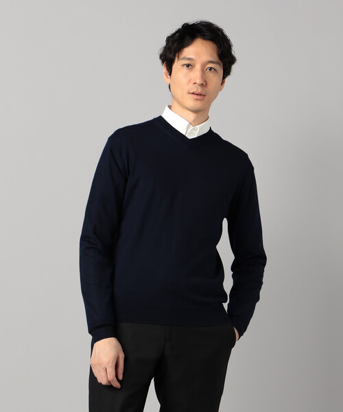 COMME CA MEN（コムサメン）の「「FILIVIVI」天竺Vネックニット（ニット/セーター・メンズ・グレー/ネイビー・L/M）」の2枚目の写真