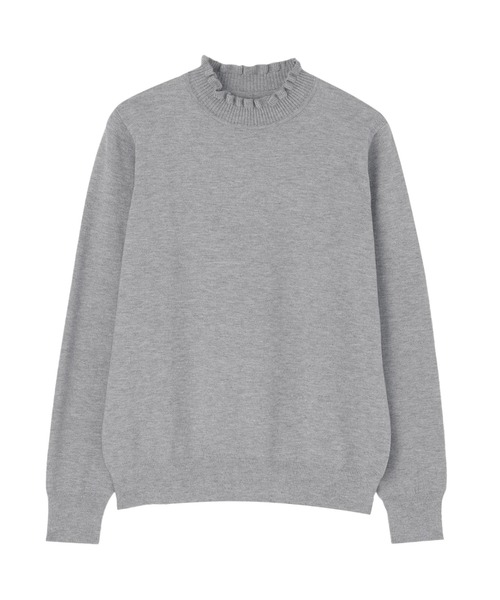 TOKYO SHIRTS（トウキョウシャツ）の「もちもち フリルネック プルオーバー（ニット/セーター・レディース・ネイビー/ブルー/グレー・M/L/LL）」の2枚目の写真