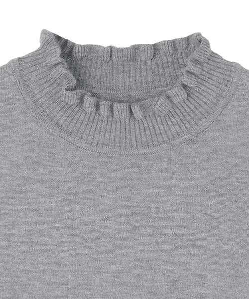 TOKYO SHIRTS（トウキョウシャツ）の「もちもち フリルネック プルオーバー（ニット/セーター・レディース・ネイビー/ブルー/グレー・M/L/LL）」の6枚目の写真