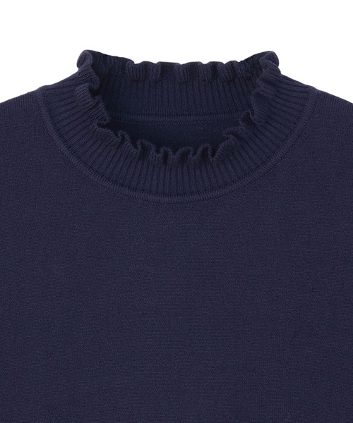 TOKYO SHIRTS（トウキョウシャツ）の「もちもち フリルネック プルオーバー（ニット/セーター・レディース・ネイビー/ブルー/グレー・M/L/LL）」の12枚目の写真