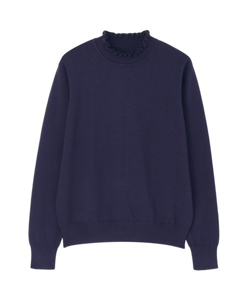 TOKYO SHIRTS（トウキョウシャツ）の「もちもち フリルネック プルオーバー（ニット/セーター・レディース・ネイビー/ブルー/グレー・M/L/LL）」の10枚目の写真