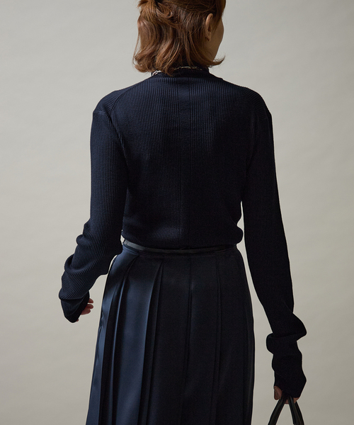 VERMEIL par iena（ヴェルメイユパーイエナ）の「Embraced wool RIB Turtle ニット（ニット/セーター・レディース・ボルドー/ホワイト/ネイビー・FREE）」の12枚目の写真