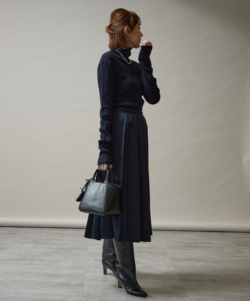 VERMEIL par iena（ヴェルメイユパーイエナ）の「Embraced wool RIB Turtle ニット（ニット/セーター・レディース・ボルドー/ホワイト/ネイビー・FREE）」の15枚目の写真