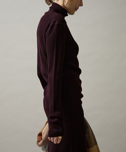 VERMEIL par iena（ヴェルメイユパーイエナ）の「Embraced wool RIB Turtle ニット（ニット/セーター・レディース・ボルドー/ホワイト/ネイビー・FREE）」の20枚目の写真