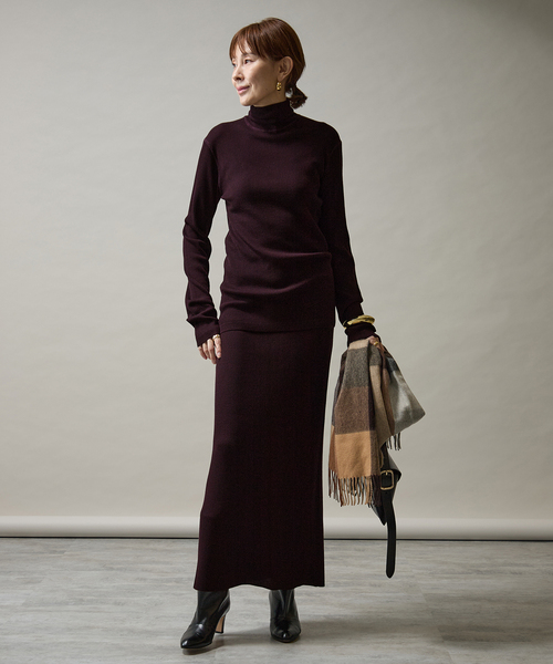 VERMEIL par iena（ヴェルメイユパーイエナ）の「Embraced wool RIB Turtle ニット（ニット/セーター・レディース・ボルドー/ホワイト/ネイビー・FREE）」の21枚目の写真