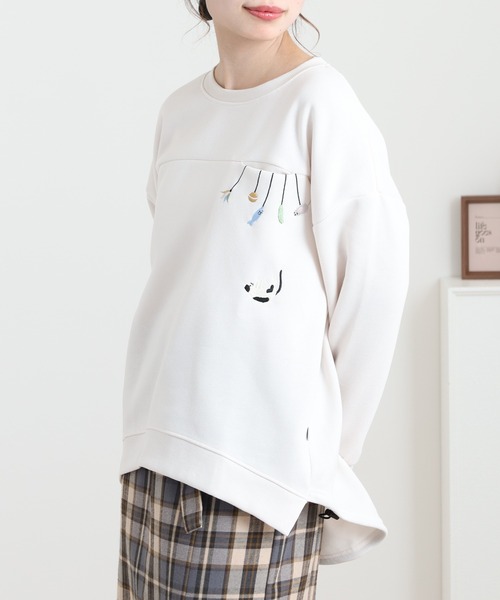 Quelle Chance(ケルシャンス)の「裾ドロストプルオーバー ぶらぶらネコモチーフ 長袖(Tシャツ/カットソー・レディース・ブラウン/キナリ/チャコールグレー・M/L)」の17枚目の写真