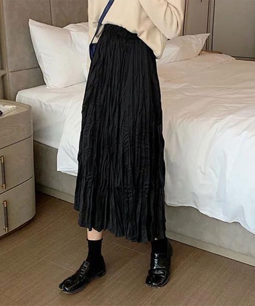 SallyLunn（サリーラン）の「リンクルミディアムスカート（スカート・レディース・ホワイト/ブラック・L/M）」の2枚目の写真
