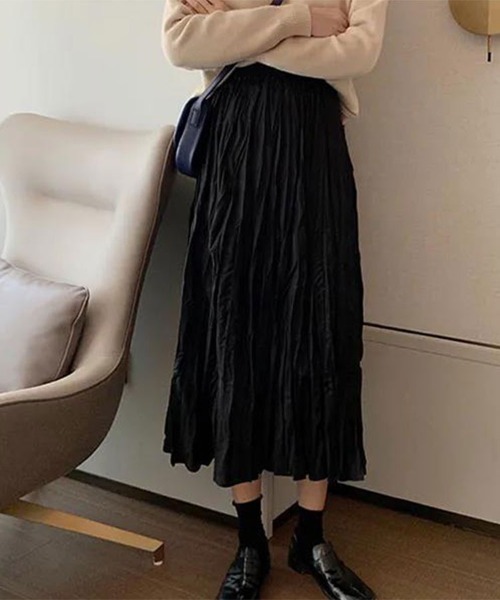 SallyLunn（サリーラン）の「リンクルミディアムスカート（スカート・レディース・ホワイト/ブラック・L/M）」の6枚目の写真