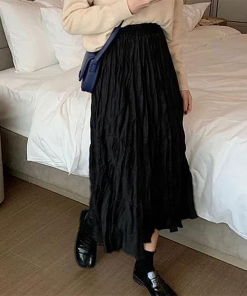 SallyLunn（サリーラン）の「リンクルミディアムスカート（スカート・レディース・ホワイト/ブラック・L/M）」の8枚目の写真