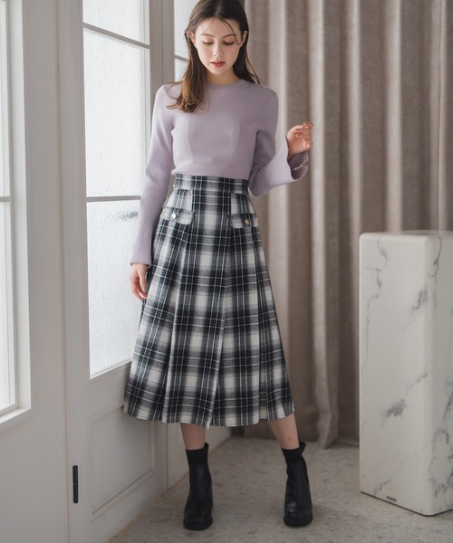 セール】2025秋冬新作 ボックスタックミディスカート（スカート