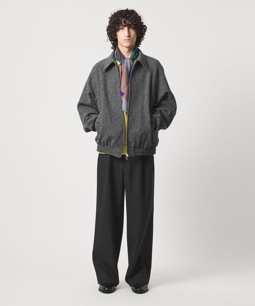 District（ディストリクト）の「＜District＞ウール ナイロン メルトン 2プリーツ ワイドパンツ（スラックス・メンズ・ダークグレー/ネイビー・S/L/M/XL）」の3枚目の写真