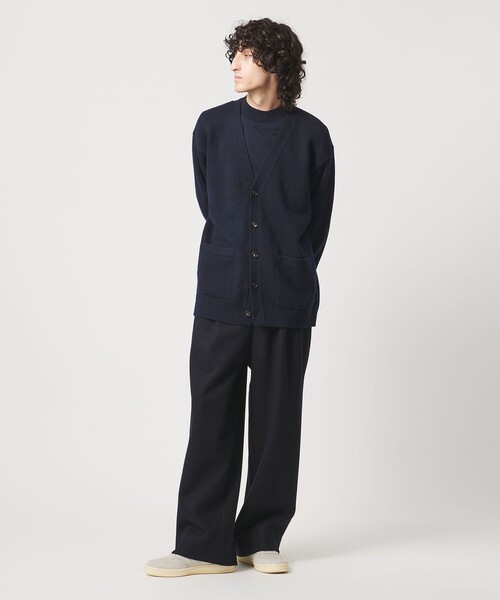 District（ディストリクト）の「＜District＞ウール ナイロン メルトン 2プリーツ ワイドパンツ（スラックス・メンズ・ダークグレー/ネイビー・S/L/M/XL）」の4枚目の写真