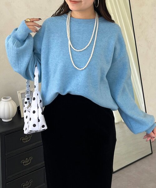 prose verse(プロズヴェール)の「バックジップスウェットライクニット(ニット/セーター・レディース・サックスブルー/ブラック/グレー/オフホワイト/イエロー/ピンク・FREE)」の5枚目の写真